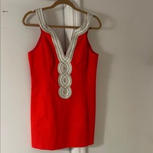 Lilly Pulitzer Red Mini Dress with Silver Accents
